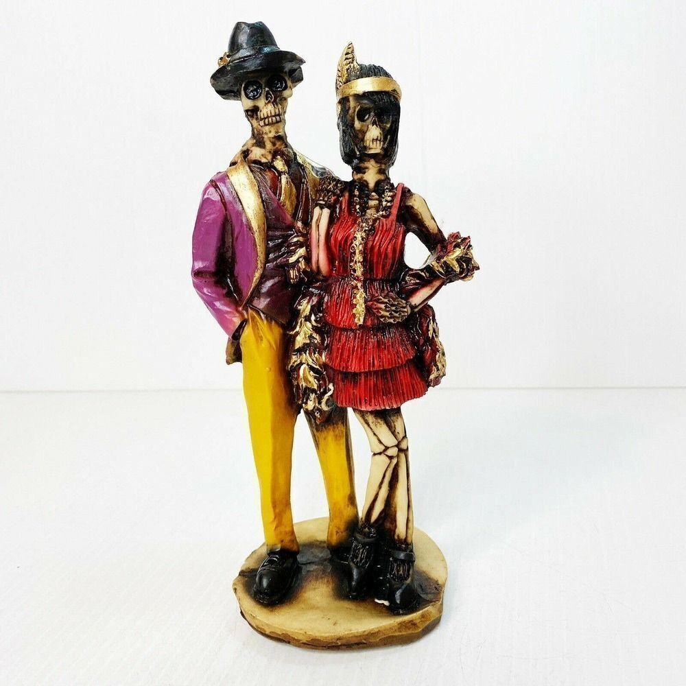 Dia De Los Muertos Catrin Catrina Flapper Dancer Statue 8.5”